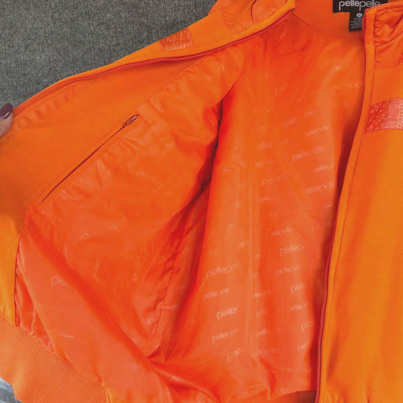Pelle Pelle Track Jacket Mens Large Orange logo missing Pockets Lined Active - Picture 8 of 11